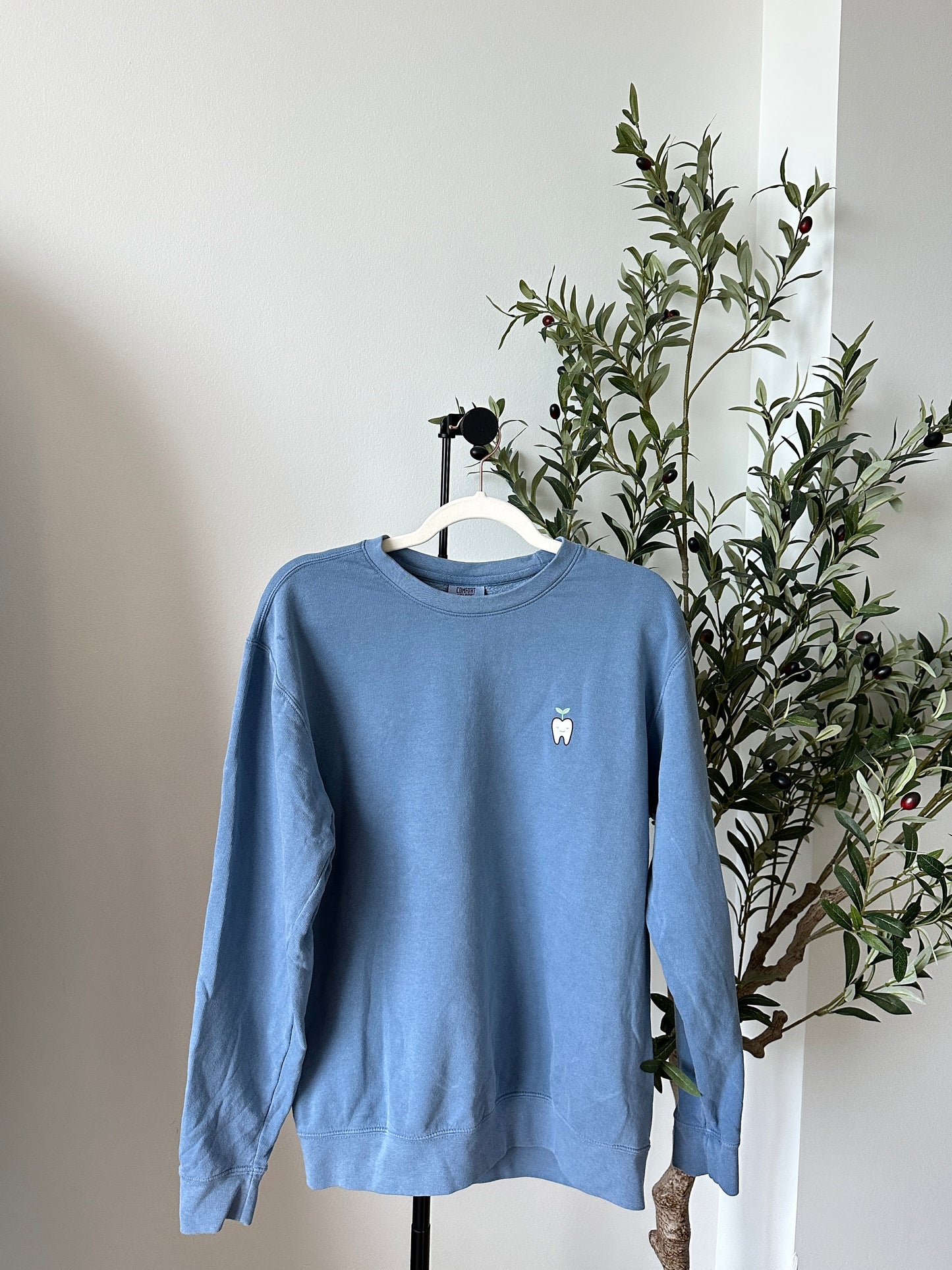 Rooting for You Lightweight Crewneck Sweater (Cream, Stone Blue, Light Gray)