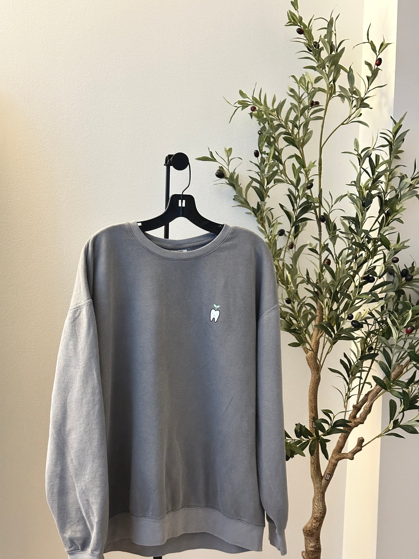 Rooting for You Lightweight Crewneck Sweater (Cream, Stone Blue, Light Gray)