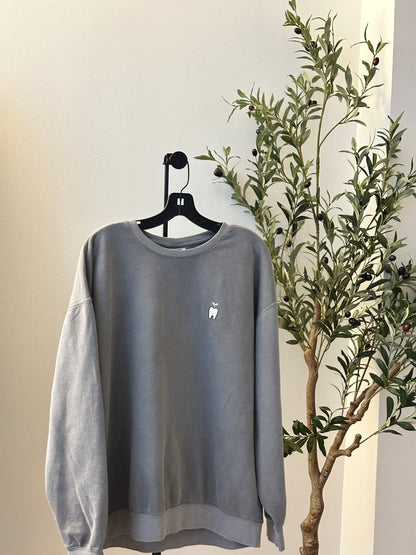 Rooting for You Lightweight Crewneck Sweater (Cream, Stone Blue, Light Gray)