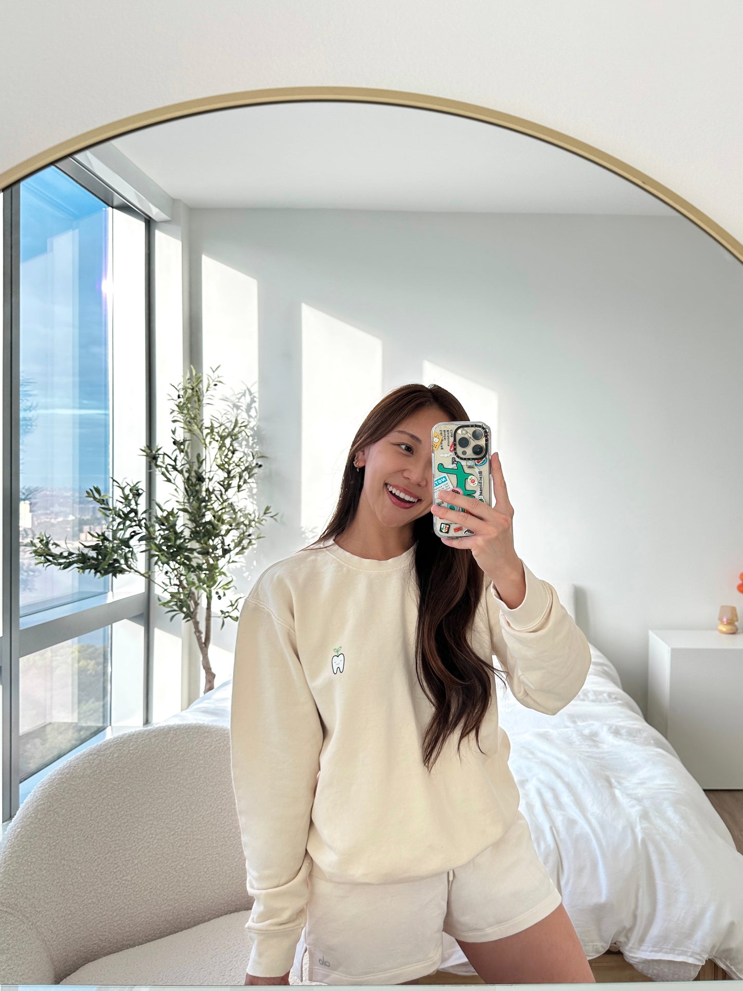 Rooting for You Lightweight Crewneck Sweater (Cream, Stone Blue, Light Gray)